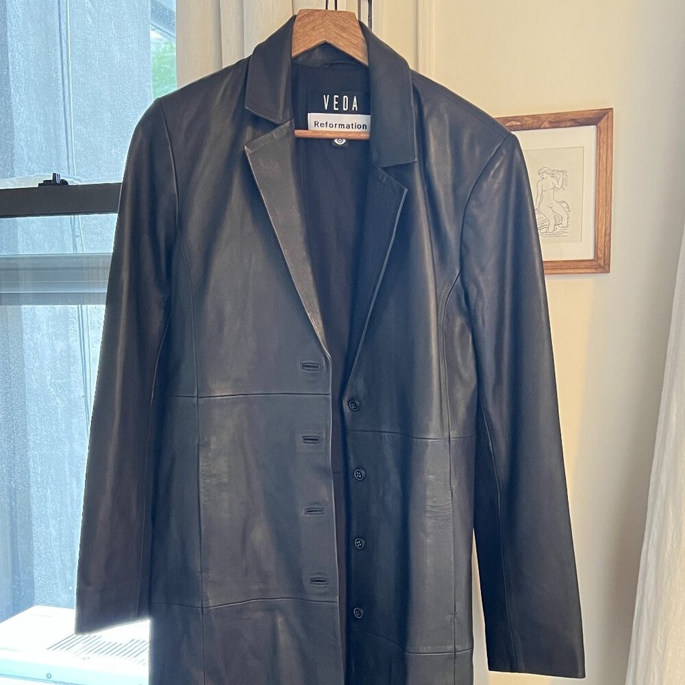 Reformation Veda Eleonore Leather Jacket - Black - Size M